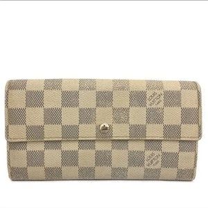 Louis Vuitton Damier Azur Porte Feuille Sarah Long Bifold Wallet